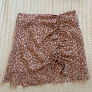 SHEIN Asymmetrical Floral Skirt in Brown and White